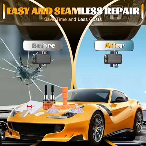 Windshield Chip Repair Kit, Windshield Repair Kit for Chips and Cracks, Glass Filler Resin Liquid Fix for Car/Home Glass Mirror(Star/Linear/Bullseye Cracks), 2pcs / 1Set
