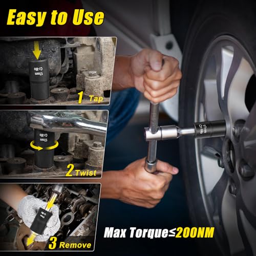 Topec 17mm Lug Nut Remover, Wheel Lock Removal Kit for Stripped Bolt & Rounded Nut, 1/2" Drive | Hand Tools Only (≤200NM) - style: 17MM