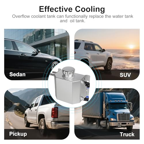 Coolant Reservoir Tank, 1L Aluminum Radiator Overflow Tank Silver - color: Silver, size: 1L