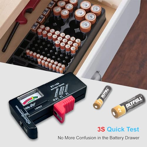 Battery Tester for AA AAA C D 9V, 1.5V Button & Household Batteries Checker - size: Small