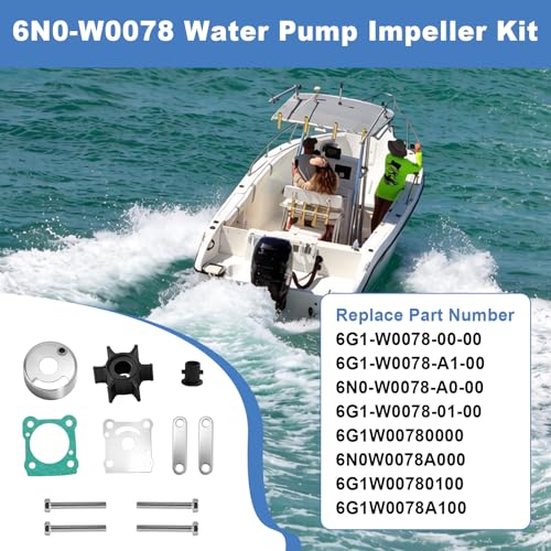 6N0-W0078 Water Pump Impeller Repair Kit Fits Yamaha 2-Stroke 6HP 8HP Motor