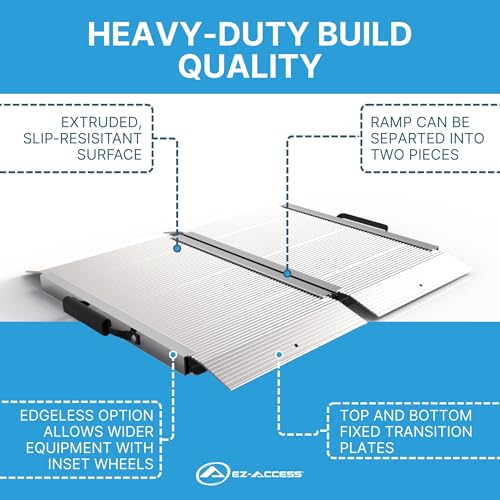 EZ-Access Traverse Aluminum Singlefold Edgeless Ramp, Silver, Loading, 2 ft - size: 2 Foot, style: Singlefold Edgeless
