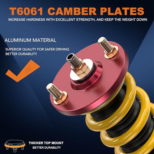 KUIPERAUTO Lowering Coilovers Struts Compatible for 2001-2003 Acura CL Compatible for 1999-2003 Acura TL Front+Rear Shocks Adjustable Height Suspension Coil Spring Strut (Set of 4)(Yellow) - size: 2001-2003 Acura CL