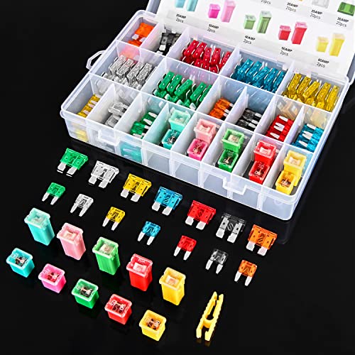 Nilight 250PCS Regular Mini Blade and Jcase STD Profile Fuse Assortment Kit - color: 250PCS Fuses + box fuses
