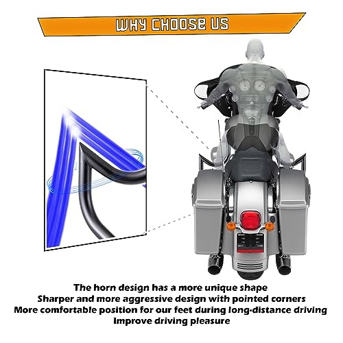 Kinglemc Crash Bar Engine Guard for Harley Touring(Black) - color: Black-Mustache