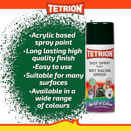 Tetrion Easy Spray Paint - British Racing Green 13.5 oz (Pack of 6) – Fast-Drying Multipurpose Spray Paint for Metal, Wood, Plastic & Ceramic – Indoor/Outdoor, 400ml - color: Green - British Racing, size: 2.26 Ounce (Pack of 6)