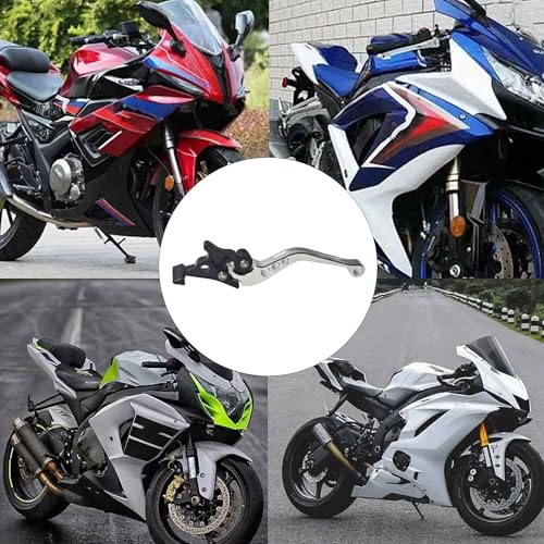 1 Pair Silver Motorcycle Brake Clutch Levers, CNC Aluminum Alloy Handle Set for Scooter Motorbike, Adjustable Replacement Parts - color: Silver