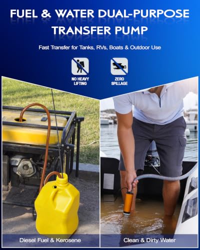 12V 80W 수중 워터 트랜스퍼 펌프, 5.3GPM 하이 플로우 디젤 워터 펌프