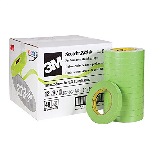 3M Scotch Performance Masking Tape 233+, 26334, 18 mm x 55 mm, 48 Rolls - size: Case of 48