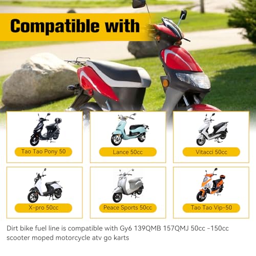 HIAORS Dirt Bike Fuel Line 3/16 with Filter Compatible with GY6 50cc 90cc 110cc 150cc 139QMB 157QMJ Taotao SSR Apollo Trailmaster Scooter Moped Go Kart Pit Bike ATV Quad Motorcycle Parts Black - color: Black