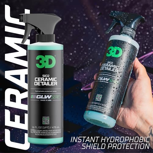 3D Ceramic Detailer, GLW Series | Hyper Gloss Finish | SiO2 Peak Hydrophobic Top Coat | Extends Life of Waxes, Sealants, Coatings | DIY Car Detailing Spray | 16 oz - size: 16 Fl Oz (Pack of 1)