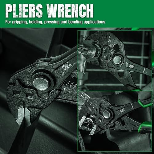 SK 7.5" Pliers Wrench, Smooth Parallel Jaw Water Pump Pliers, CR-V Steel - size: 7.5-inch Single