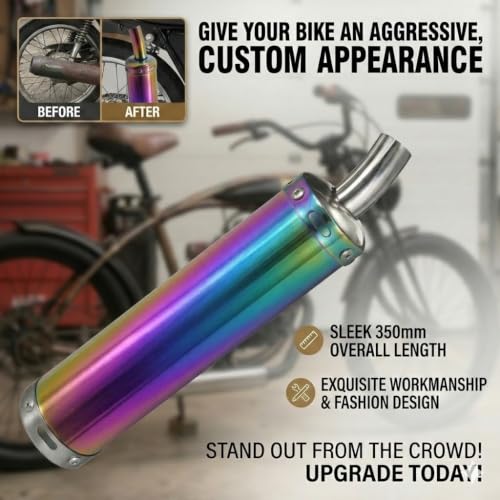 BADASS SHARKS 22mm Exhaust Muffler 2-Stroke 50cc-150cc Dirt Bike Scooter - color: Colorful