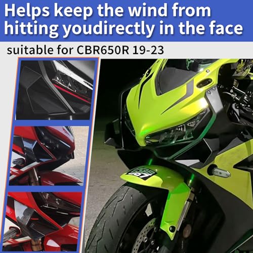 WOOGA Motorcycle Side Winglet,Motorcycle Side Spoiler Front Fairing Aerodynamic Winglets Air Deflector Wing Compatible with Ho&n&da CBR650R 2019-2023 Su&zu&ki GSX250R (Matte Black) - color: Matte Black