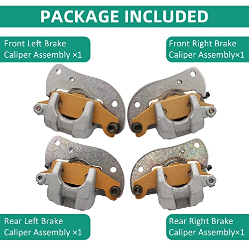 M MATI Front & Rear Brake Calipers for Yamaha ATV 2009-2014 Grizzly 550 YFM550 2007-2020 Grizzly 700 YFM700 with Pads 3B4-2580T 3B4-2580U 3B4-2580V 3B4-2580W