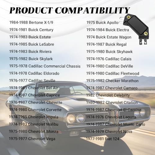 Engine Control Module, 4 Pin GM HEI Ignition Module Replace OE #LX301, DM1906, 1875990,1190357, 4419628, Ignition Control Module Compatible with 1974-1988 for Chevy Pontiac Olds Buick