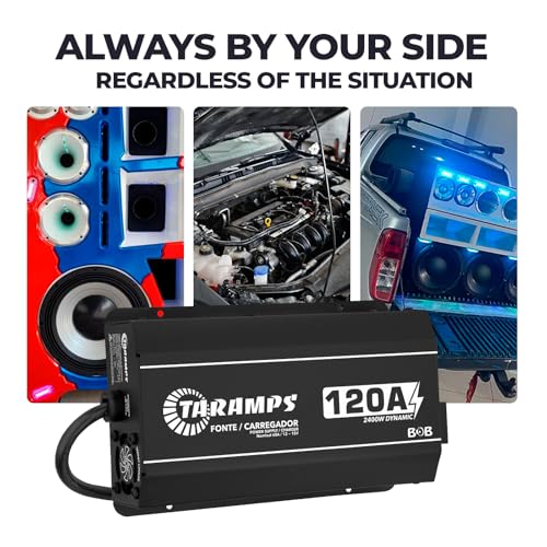 Taramps BOB 120A Power Supply & Battery Charger 12V-15V Adjustable, 120A Dynamic Output, Automatic 127V/220V Bivolt, Smart Cooler, 2000W DC Power Supply for Car Audio, Batteries & LED Systems