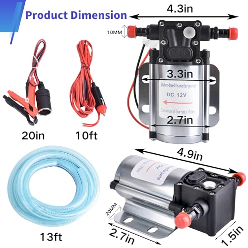 Fuel Transfer Pump Kits, 12 Volt Electric Fuel Transfer Pumps, High Efficiency Self-priming Pumps for Pumping Gasoline, Diesel, Kerosene, Water and Liquids - size: 12V Fuel Pump Kit (without Carrying Case)