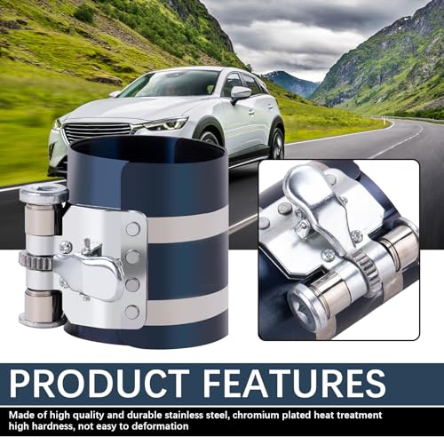 Piston Ring Compressor Tool Car Engine Piston Ring Installer Removal Kit Adjustable Sizes From 2-1/8 Inches To 7 Inches,with Piston Installer Plier
