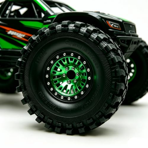 198g Super Heavy Duty 2.2 Beadlock Wheel Rims for 1/10 RC Crawle (Green Black) - color: Green Black
