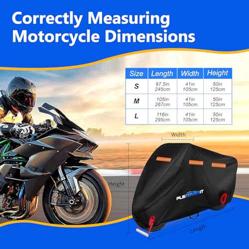 Motorcycle Cover, Heavy Duty Waterproof 600D Oxford - size: 97.5" x 41" x 50"
