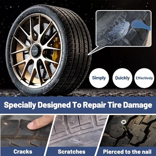 1DFAUL 24Pcs Tire Repair Glue Kit, 120ml Tire Patch Glue with Rubber Nail