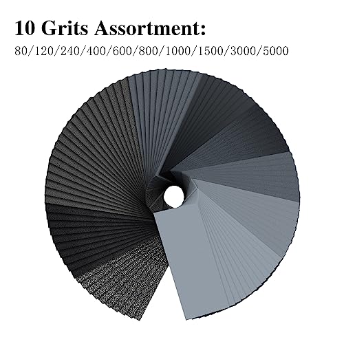 100 Pcs Wet Dry Sandpaper,80 to 5000 Assorted Grit - style: sandpaper-100 pcs