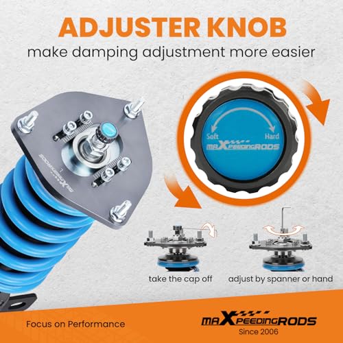 maXpeedingrods Coilover for Subaru Forester 1998-2002, 24 Levels Damper Adjustable Coil-overs Suspension Kit, Height Adjustable Shock Absorber Struts, T6 Upgraded Lowering Kits Blue - size: Forester 1998-2002