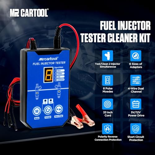MRCARTOOL Fuel Injector Tester 5V/12V 8 Modes Cleaner Kit for GDI/FSI/EFI
