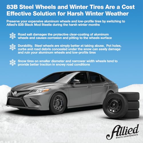 Allied 83B FWD Black Mod 14X5.5" 4X100 & 4X4.50 Bolt Patterns +38mm Offset 4.75" BS Satin Black Steel Passenger Car Wheel, Bolt-on OE Replacement, Car Mods, FWD, AWD, SUV and CUV Steel Wheel - size: 14X5.5" 4X100/4X4.50 +38 (4.75" BS)