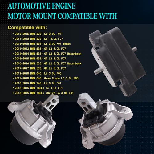 Motor Mount Kit for 11-16 535i 11-17 535i GT 12-18 640i - size: A4089 A4090 A4091