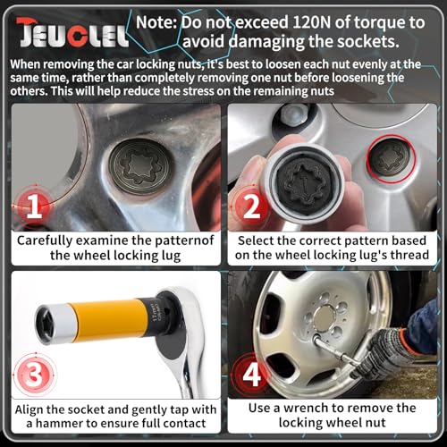 T Wheel Locking Nut Key for Audi, Socket OD 27mm - ID 25mm - size: Socket T
