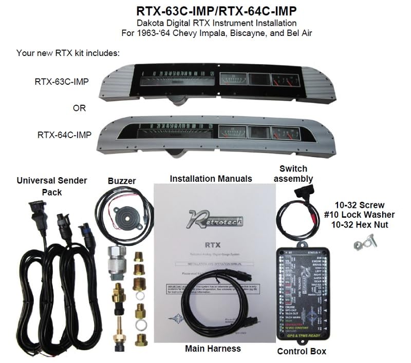 Dakota Digital RTX-64C-IMP-X Compatible with 1964 Chevy Impala Retrotech Gauge Instrument System