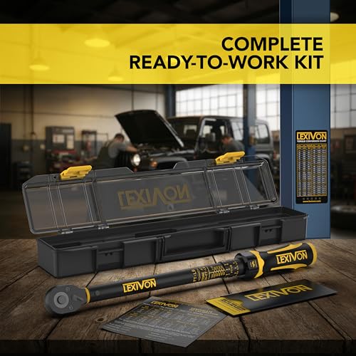 LEXIVON Torque Wrench, 3/8-Inch Drive, Dual Scale 20-120 FT-LB (27.1-162.7 N·m), Premium Rubber-Grip Handle, Deluxe Hybrid Case (LX-TW38) - size: 3/8"DR. 20–120 FT-LB