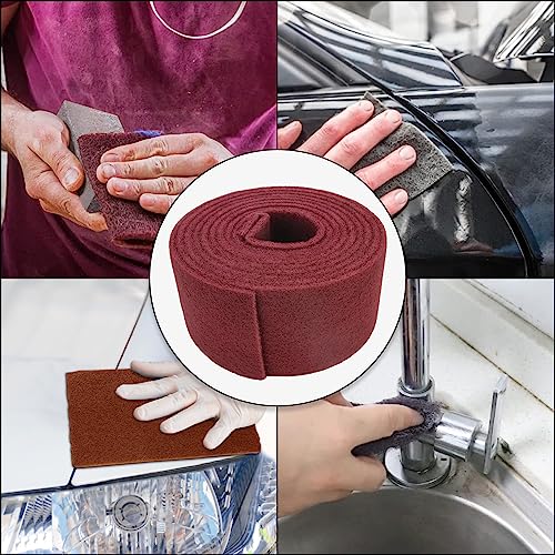 Maroon Scuff Pad Roll 5" x 15 ft - General Purpose Surface Prep for Auto Body, Woodworking & Paint - color: Maroon, style: 5 Inches*15 Feet