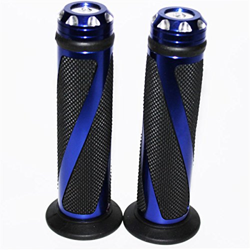 7/8" Aluminum Rubber Gel Hand Grips for Motorcycle Sports Bikes Handlebar - color: Blue