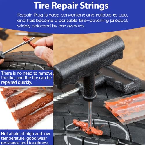 Tire Plug Kit, 60PCS Tire Plugs Heavy Duty with T-Handle