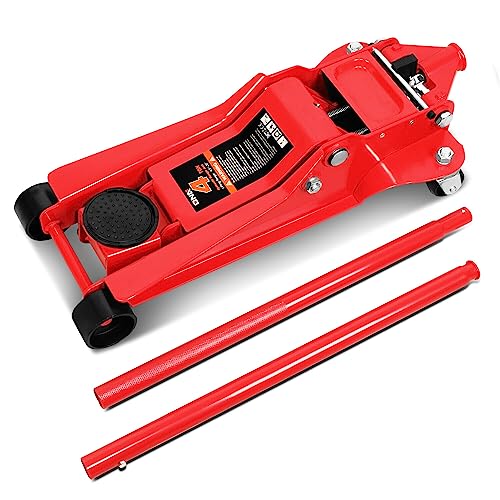 DNA Motoring Low Profile Hydraulic Trolley Service/Floor Jack, 4 Ton (8000 lbs) Capacity, Lifting Range 4.5"-20",Red,TOOLS-00307 - color: Red, style: 4 ton