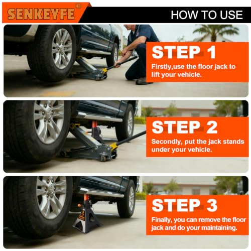 6 Ton (13,200 LBs) Jack Stands with Crossbars,Double Pin Locking,Rubber Cover,Large Foot Base,15"-22" Adjustable Height,Heavy Duty Car Jack Stands,Lifting Bus,RV,SUV,MPV,Pickup Truck,2 Pack - color: orange-upgraded, size: 6ton Load Capacity