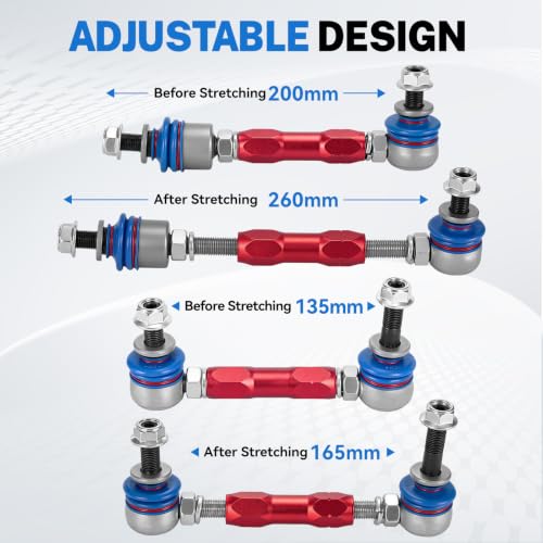 Front & Rear Adjustable Stabilizer Sway Bar End Links Suspension Kit Compatible with Lexus GX470 2003-2009, Toyota 4Runner 2003-2022, Toyota FJ Cruiser 2007-2014
