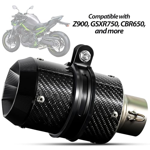 Motorcycle Exhaust, 2 inch Inlet Motorcycle Muffler, Slip On Muffler Exhaust with Mid Pipe, Fits Honda Kawasaki Z900 GSXR750 CBR650 more