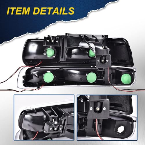 G-PLUS LED DRL Headlights Assembly Fit Chevy Silverado 1500 2500 1999-2002 - size: Fit Chevy Silverado 1999-2002(Chrome)