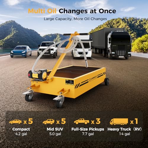 CAMMOO 25 Gal Electric Oil Drain Pan with Pump, Yellow - color: Yellow