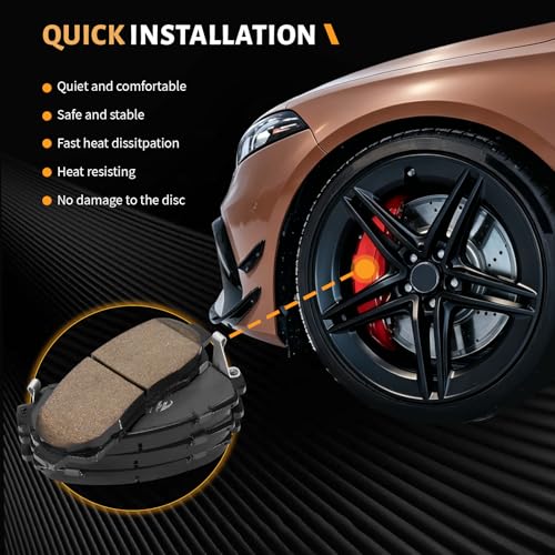 D1521 Front Ceramic Brake Pads Kit Fit For Honda Accord Crosstour 2011, For Crosstour 2012-2015, For CR-V 2012-2016, 2020-2022, For Odyssey 2011-2017, Passport 2019-2023 - style: HZ1521