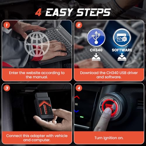 ELM327 OBD2 Adapter Compatible with F150 F250 and More, for MS/HS CAN Automatically Switch, OBDII Diagnostic Scanner via USB for Windows only