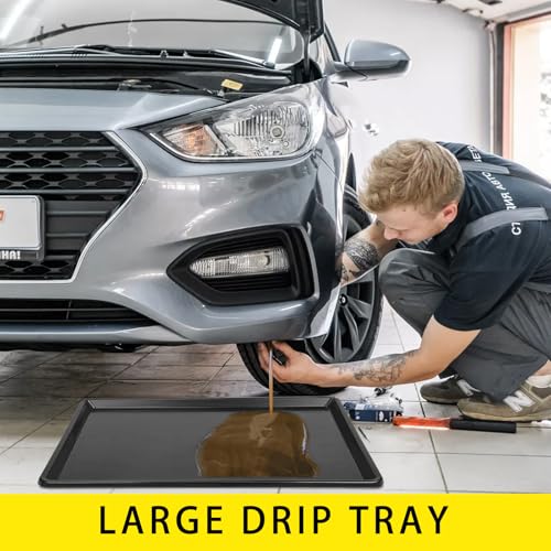 6 Pcs Extra Large Oil Drip Pan, 35.4×24×1.6Inches Oil Drain Pan for Under Car,Plastic Oil Drip Tray for Garage, Fridges, Washing Machines, Cat Litter Box,Keeps Floors Safe & Clean - size: 6 Pack