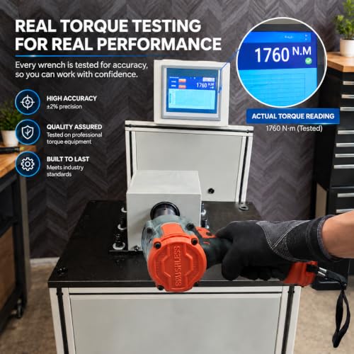 1/2 Cordless Impact Wrench,1106ft-lbs(1500N.m) 3-Speed Impact Driver,LED - color: Orange