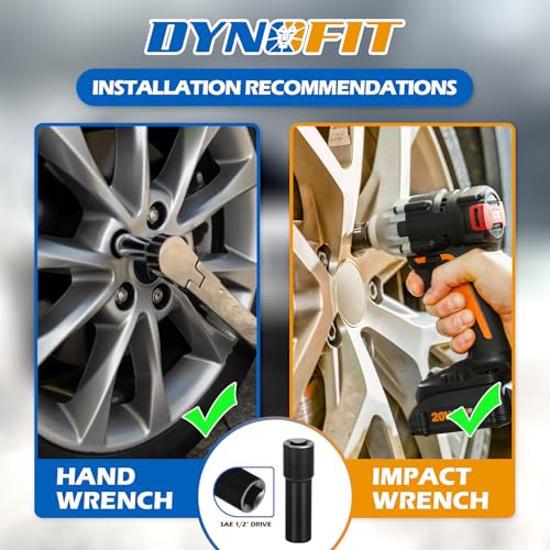 DYNOFIT 6 Point Spline Lug Nuts Key for Wrench with 1/2" Imperial Square Socket Drive,Tuner Socket Key Tool Compatible with 12x1.5 12x1.25 1/2"-20 Thread 6 Spline Lug Nuts,CR-V(Black,1 Pack) - color: Black, size: 6 Spline with 1/2" Socket Drive