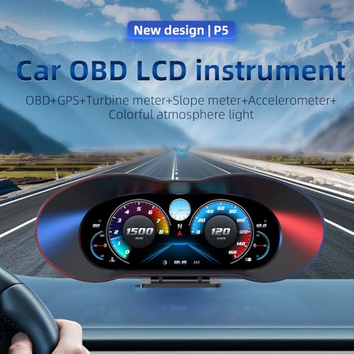 OBD2 Gauge HUD Display Digital Speedometer for Cars, 6.2" LCD Large Screen Head-Up Display MPH Speedmeter, Trip Computer & Diagnostic Tool, Plug & Play for Most Vehicles