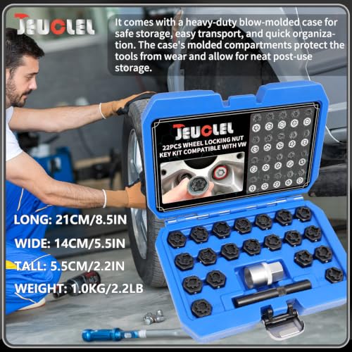 22PCS Wheel Locking Nut Key Kit Compatible with VW VAG Volkswagen - size: Kit 22 pieces